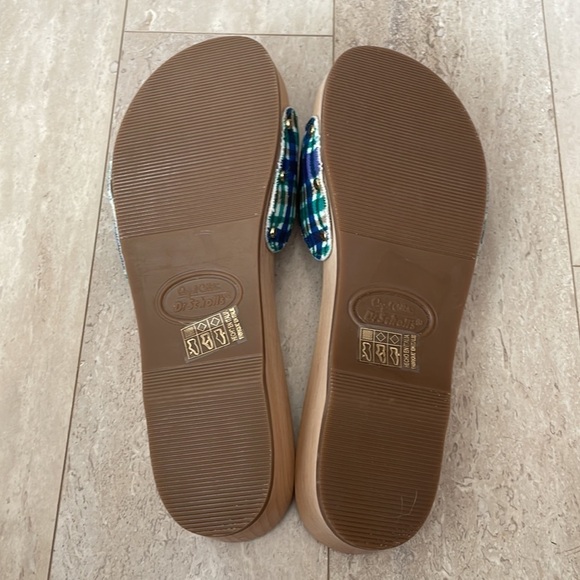 NWT GANNI x Dr. Scholl's Plaid Wooden Clog Sandals Buckle Retro Slides Blue 9 - Picture 10 of 13